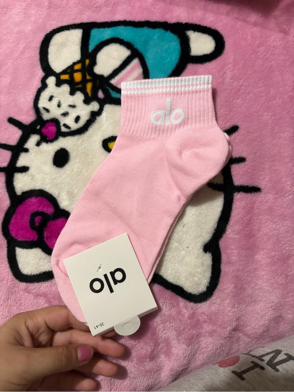ALO Yoga Pink Ankle Socks with White Logo